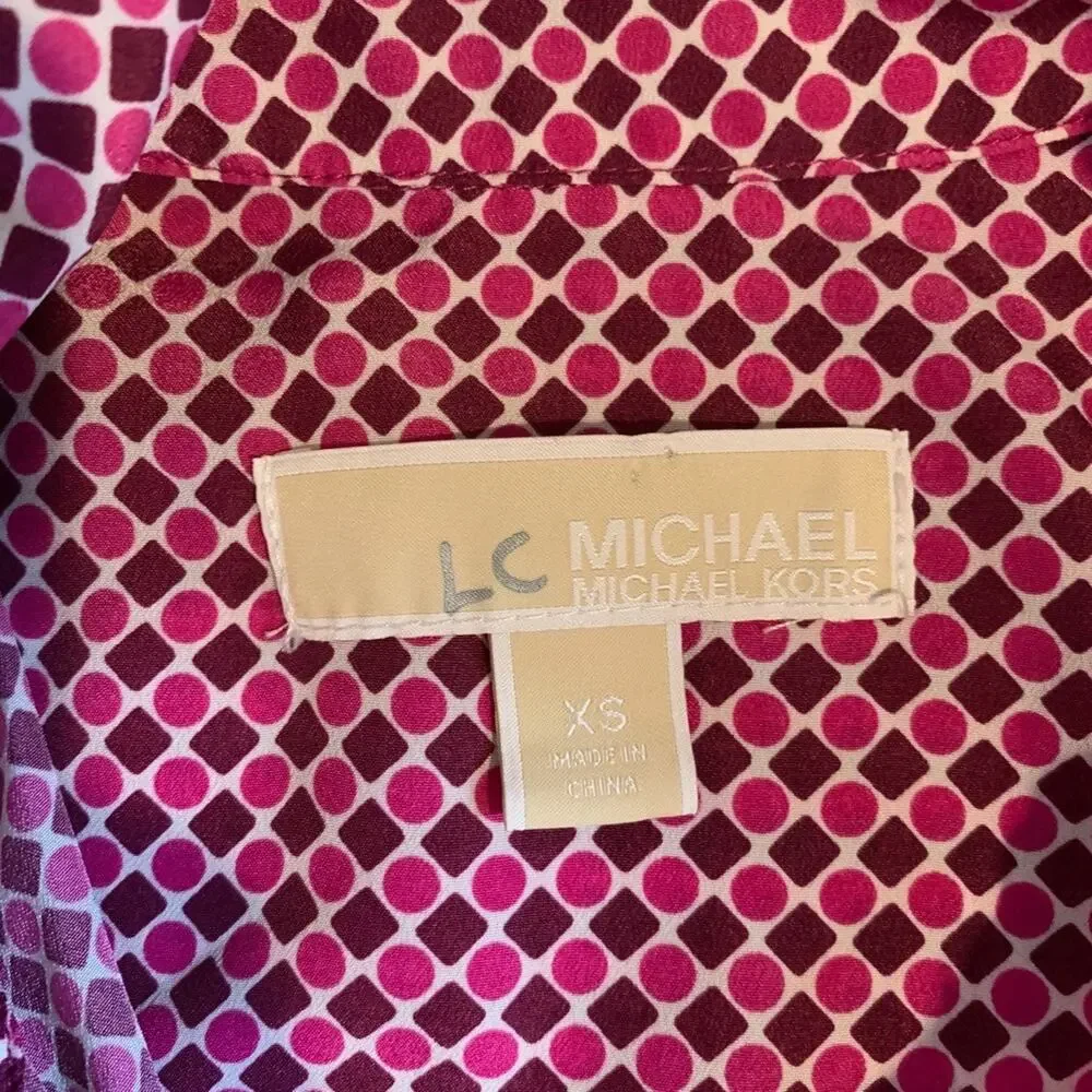 Michael Kors Shirt Womens XS Extra Small Geometric Utility Full Zip Tab Sleeve